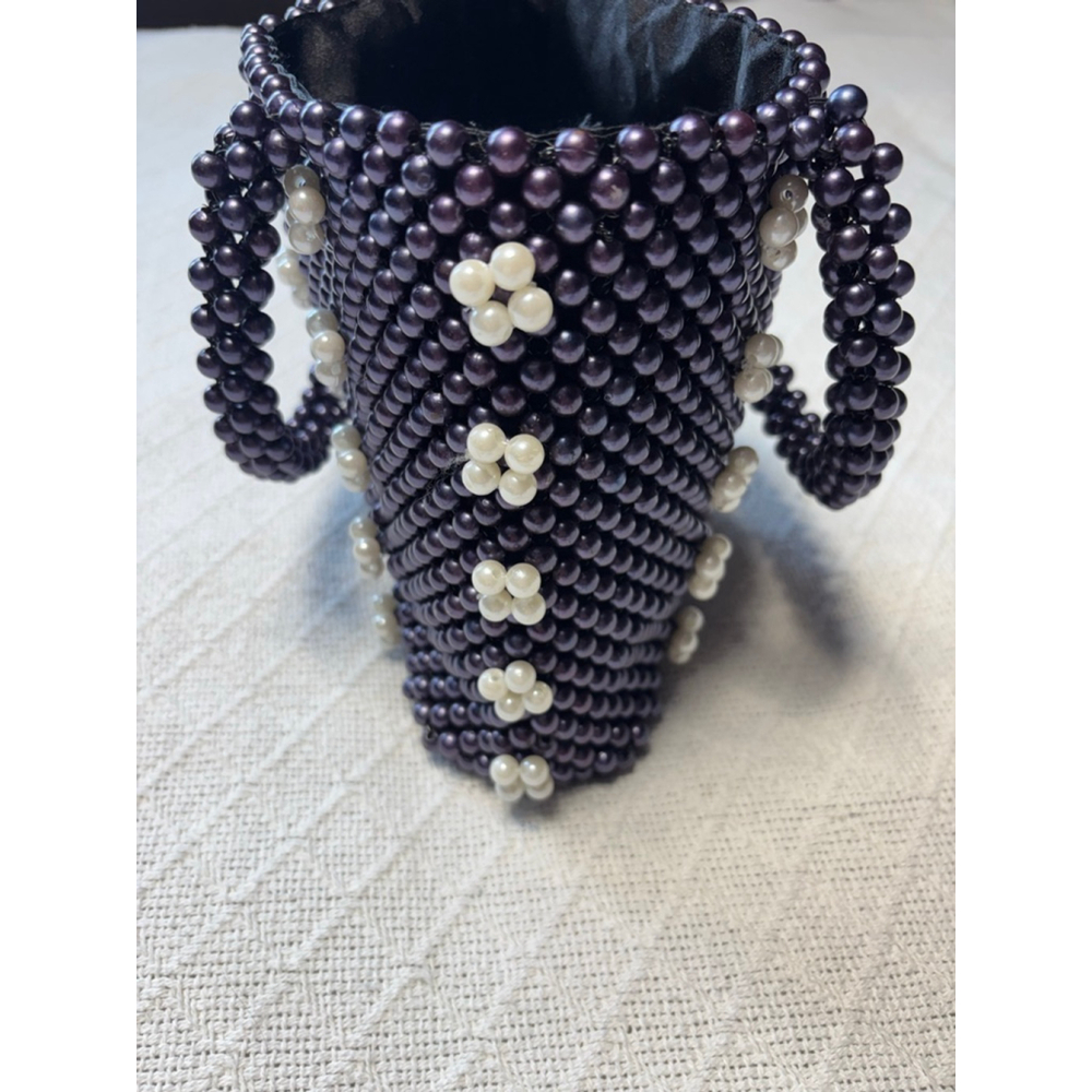 Preloved Purple & Ivory La Regale Made In India Beaded Mini Box Bag - Picture 4 of 9